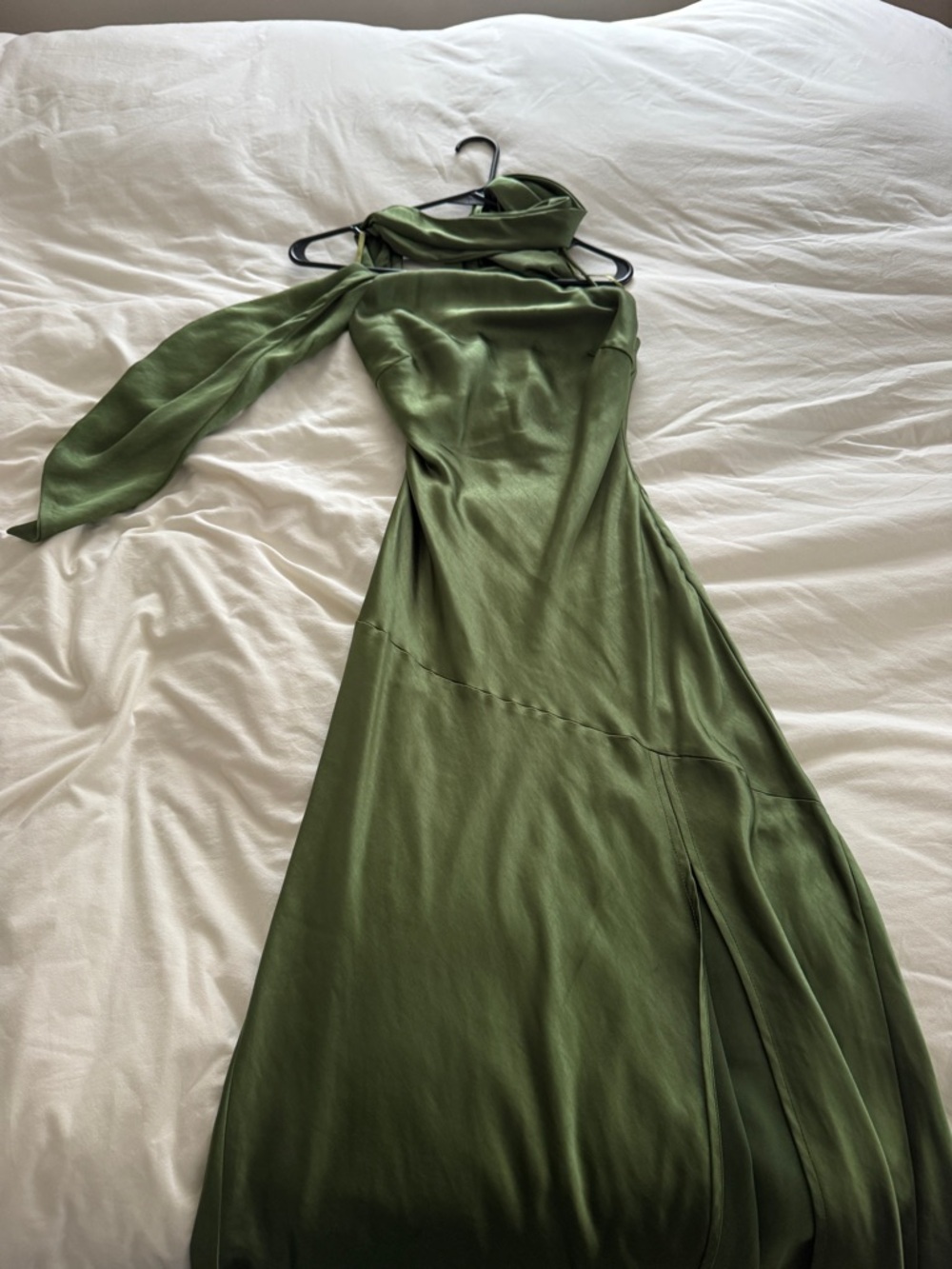 Hello Molly ATHENIAN SATIN MAXI DRESS OLIVE - Picture 3 of 5